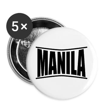 Name T-Shirt Manila T-Shirt Geschenkidee T-Shirt - Buttons groß 56 mm (5er Pack) - Weiß - Vorne
