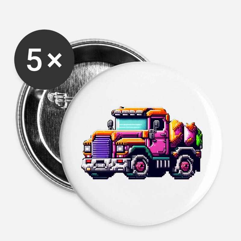 The No. 1 Pixel Truck - Buttons large 2.2''/56 mm (5-pack) - white