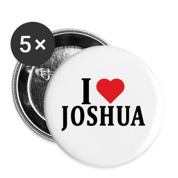 t-shirt name I love Joshua t-shirt gift idea - Buttons large 2.2''/56 mm (5-pack) - white - Front
