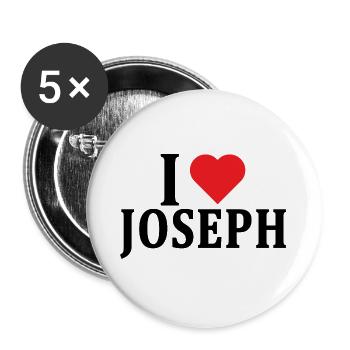 Name T-Shirt I love Joseph T-Shirt Geschenkidee - Buttons groß 56 mm (5er Pack) - Weiß - Vorne