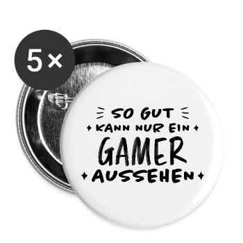 Gamer Videospiel Gaming Spruch Fun Gamer Geschenk - Buttons groß 56 mm (5er Pack) - Weiß - Vorne