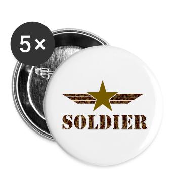 Soldier Camouflage Big Star - Buttons groß 56 mm (5er Pack) - Weiß - Vorne