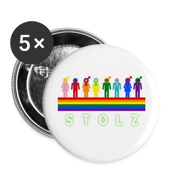 Stolz Regenbogen Love is Love Pride Toleranz - Buttons groß 56 mm (5er Pack) - Weiß - Vorne