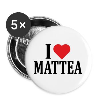 T-Shirt Ich liebe Mattea T-Shirt Geschenkidee - Buttons groß 56 mm (5er Pack) - Weiß - Vorne