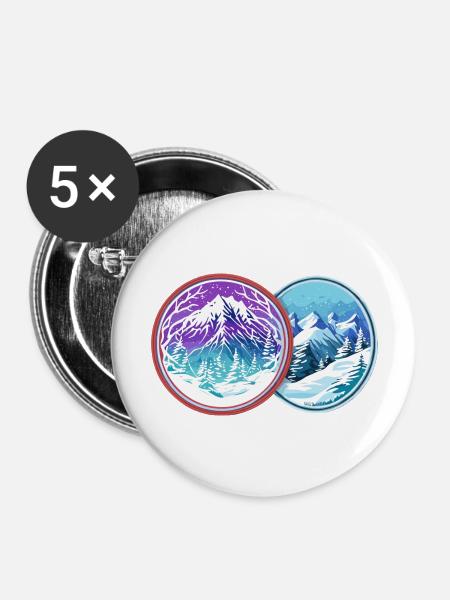 Zweimal im Winter - Buttons groß 56 mm (5er Pack) - Weiß