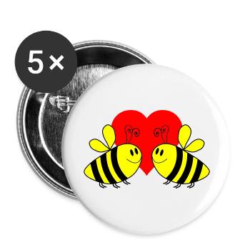 Bee Love 3 - Buttons large 2.2''/56 mm (5-pack) - white - Front