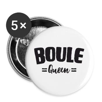 Boules Boules Queen pour Bouler Boccia Jeu Botcha - Lot de 5 grands badges (56 mm) - blanc - Devant