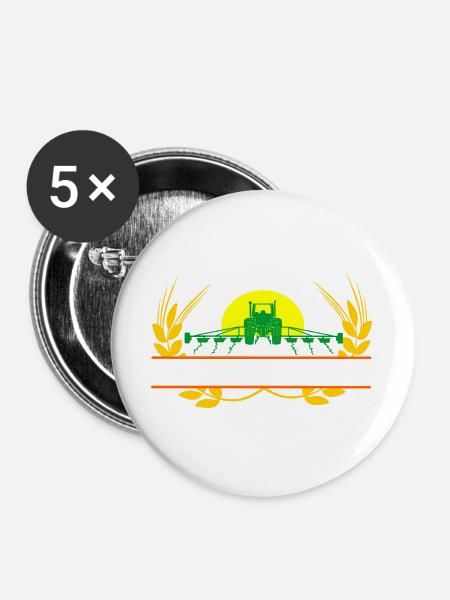 Ackertraktor Sonnenuntergang - Buttons groß 56 mm (5er Pack) - Weiß