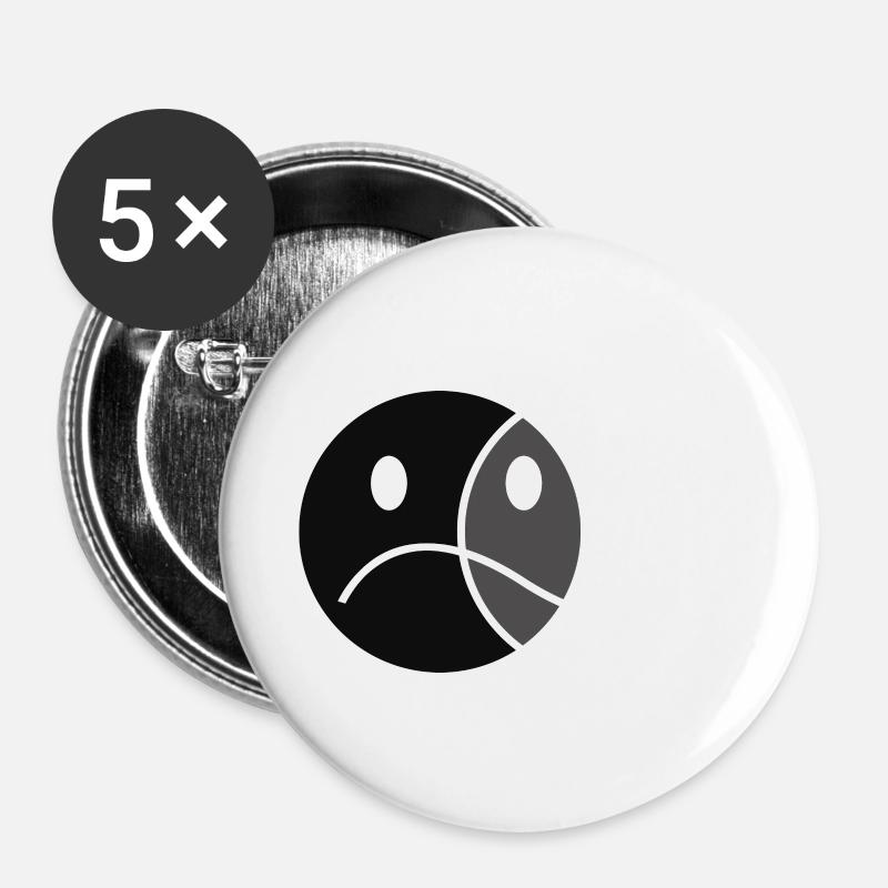 Gutgelaunt oder schlechtgelaunt - Buttons groß 56 mm (5er Pack) - Weiß