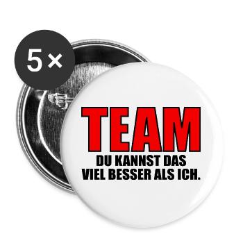 AUSREDEN SPRÜCHE - FAUL SEIN KOMPLIMENTE - Buttons groß 56 mm (5er Pack) - Weiß - Vorne