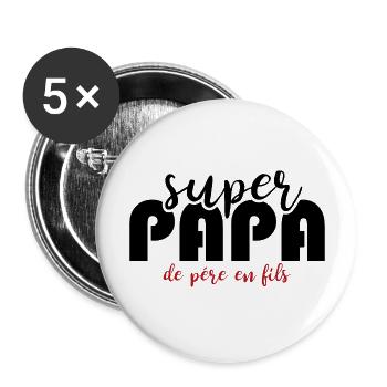 Papa de père en fils - Lot de 5 grands badges (56 mm) - blanc - Devant