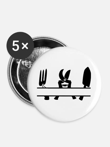 Gartengärtner Werkzeug Textbanner - Buttons groß 56 mm (5er Pack) - Weiß