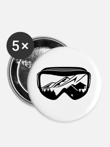 Snowboard Brille - Buttons groß 56 mm (5er Pack) - Weiß