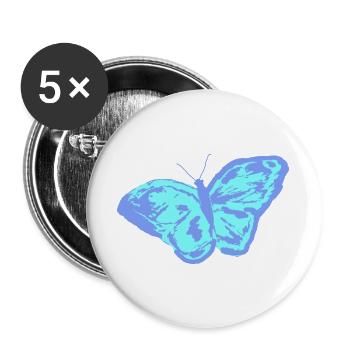 Schmetterling - Buttons groß 56 mm (5er Pack) - Weiß - Vorne