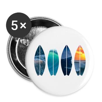 Surfer Geschenk Vintage - Buttons groß 56 mm (5er Pack) - Weiß - Vorne