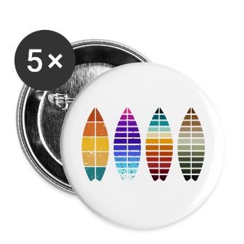 Surfer Geschenk Vintage - Buttons groß 56 mm (5er Pack) - Weiß - Vorne