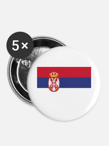 Serbien Fahne - Buttons groß 56 mm (5er Pack) - Weiß