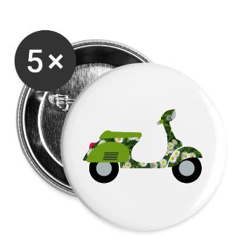 Roller Gänseblumen Wiese Urlaub Sommer Italien Fan - Buttons groß 56 mm (5er Pack) - Weiß - Vorne