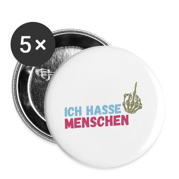 Ich Hasse Menschen - Buttons groß 56 mm (5er Pack) - Weiß - Vorne