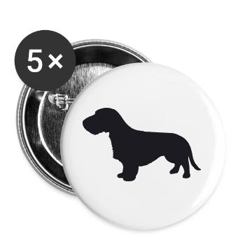 Rauhaardackel Silhouette - Buttons groß 56 mm (5er Pack) - Weiß - Vorne