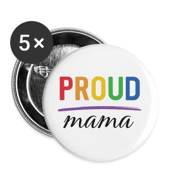 LGBT Proud Mama - Pride-Monat - Buttons groß 56 mm (5er Pack) - Weiß - Vorne