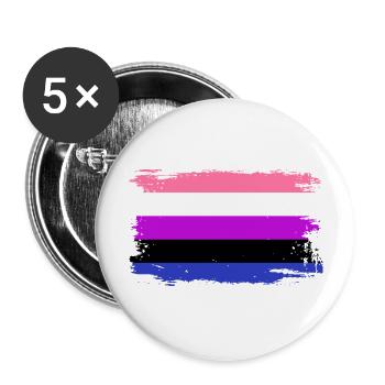 Drapeau de la fierté Genderfluid - Lot de 5 grands badges (56 mm) - blanc - Devant