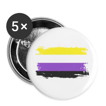 Drapeau de la fierté non binaire - Lot de 5 grands badges (56 mm) - blanc - Devant