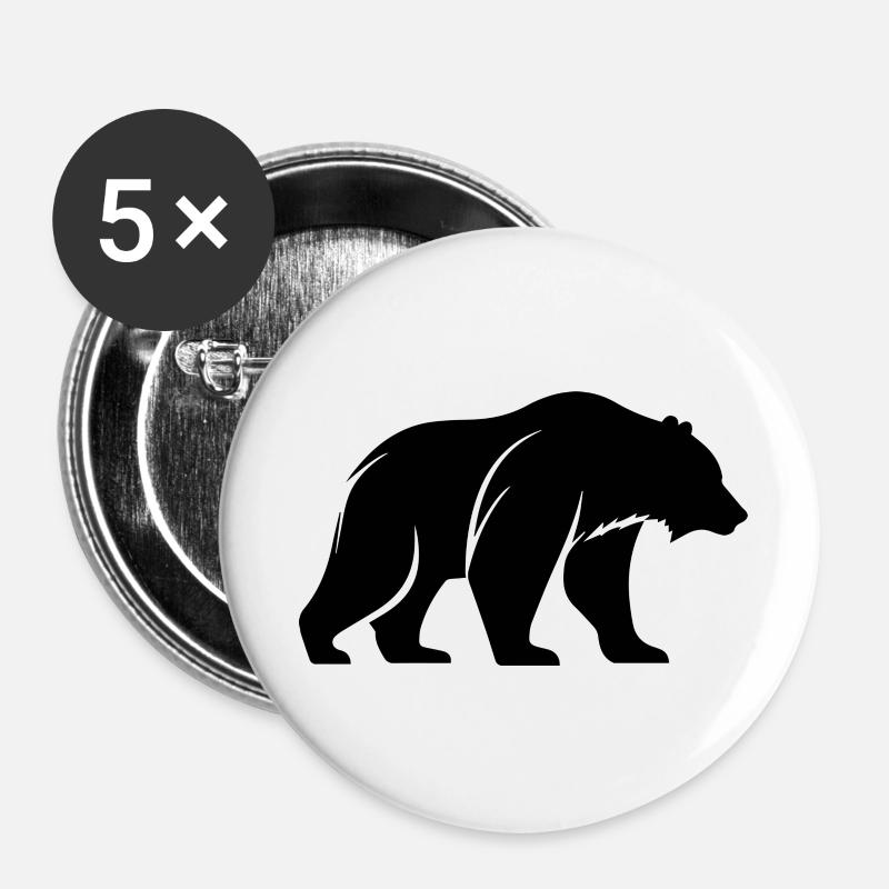 Black bear - Buttons large 2.2''/56 mm (5-pack) - white