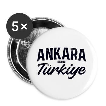 Ankara Turkiye Font Logo - Buttons large 2.2''/56 mm (5-pack) - white - Front