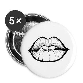 Lips, mouth, kissing lips - Buttons large 2.2''/56 mm (5-pack) - white - Front
