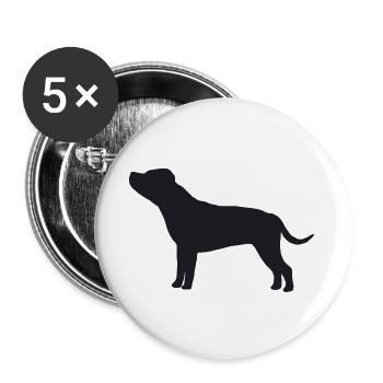 Staffordshire Bullterrier Silhouette - Buttons groß 56 mm (5er Pack) - Weiß - Vorne