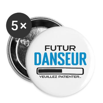 Futur Danseur Idée Cadeau Danseur - Lot de 5 grands badges (56 mm) - blanc - Devant