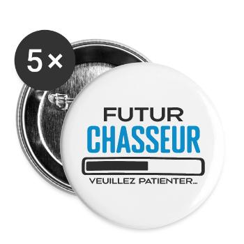 Futur Chasseur Idée Cadeau Chasseur Comme Papa - Lot de 5 grands badges (56 mm) - blanc - Devant