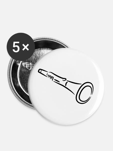 Klarinette - Buttons groß 56 mm (5er Pack) - Weiß