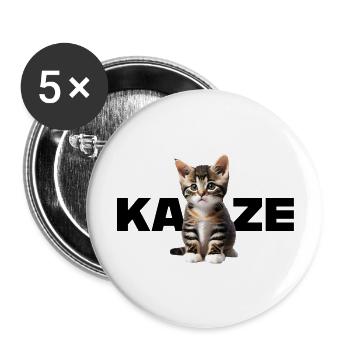 Katze - Für alle die Katzen lieben und das Zeigen - Buttons groß 56 mm (5er Pack) - Weiß - Vorne