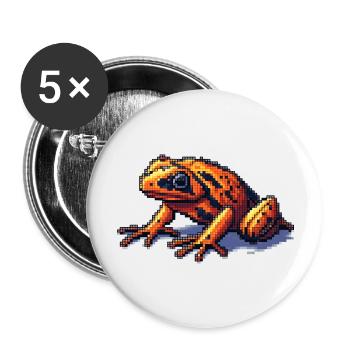 Pfeilgiftfrosch in retro 8 Bit Pixel Grafik - Buttons groß 56 mm (5er Pack) - Weiß - Vorne