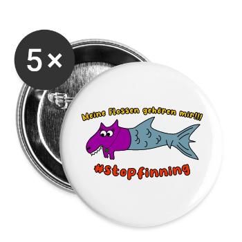 Meine Flossen gehören mir! Stop finning !!! - Buttons groß 56 mm (5er Pack) - Weiß - Vorne