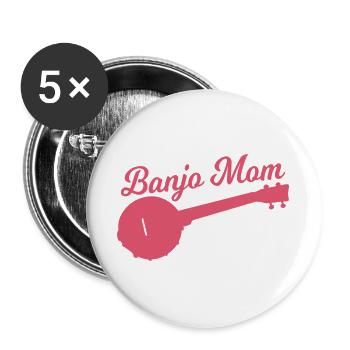 Banjo Player Mother - Buttons large 2.2''/56 mm (5-pack) - white - Front