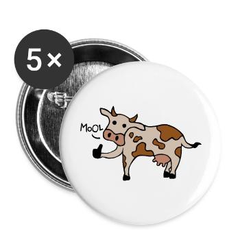 Mool / Cool Cow Thumbs Up - Lot de 5 grands badges (56 mm) - blanc - Devant