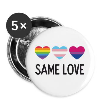 Pride Month LGBTQ - Gleiche Liebe - Buttons groß 56 mm (5er Pack) - Weiß - Vorne