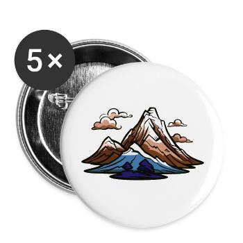 Berge Symbol - Buttons groß 56 mm (5er Pack) - Weiß - Vorne
