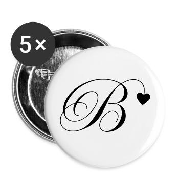 Letter b heart calligraphy - Buttons large 2.2''/56 mm (5-pack) - white - Front
