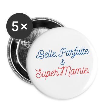 belle parfaite et super mamie - Lot de 5 grands badges (56 mm) - blanc - Devant