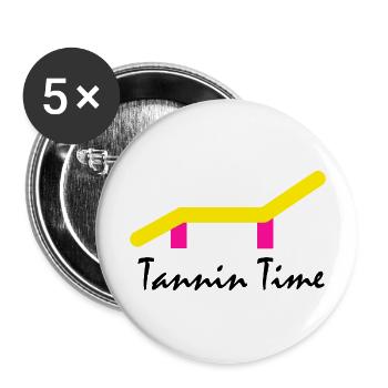 Tanning Time mit Sonnenliege schwarze Schrift - Buttons groß 56 mm (5er Pack) - Weiß - Vorne