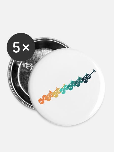 Retro-Gitarre - Buttons groß 56 mm (5er Pack) - Weiß