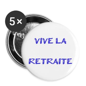 RETRAITE. RETRAITE. RETRAITEE. SENIOR. MAMIE. PAPY - Lot de 5 grands badges (56 mm) - blanc - Devant