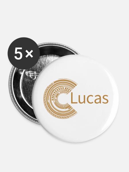 Für Lucas - Buttons groß 56 mm (5er Pack) - Weiß