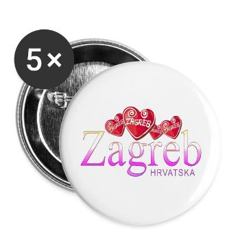 Croatia hrvatska croatia hrv travel europe zagreb - Buttons large 2.2''/56 mm (5-pack) - white - Front