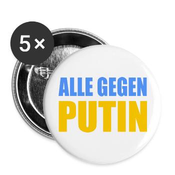 Alle gegen putin - Buttons groß 56 mm (5er Pack) - Weiß - Vorne