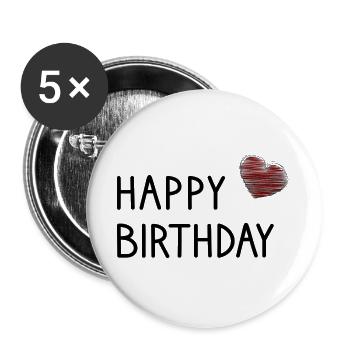 ALLES GUTE ZUM GEBURTSTAG. ALLES GUTE ZUM GEBURTSTAG. JAHRESTAG. - Buttons groß 56 mm (5er Pack) - Weiß - Vorne